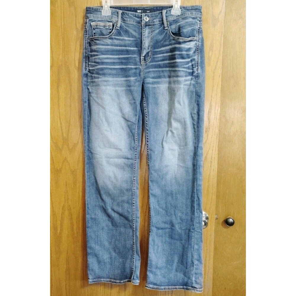 BKE Mens Sz 34 x 34 Jeans JAKE Blue Denim Cotton Blend Straight Leg